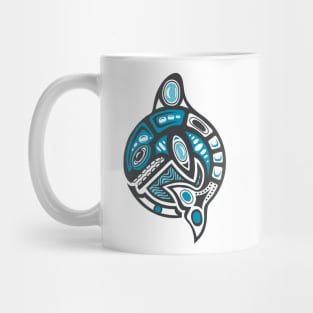 Orca Shamanic Animal Emblem - Grey Blue Mug